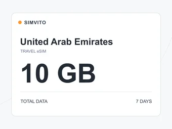 アラブ首長国連邦のデジタルeSIMプラン：合計10 GB、7日