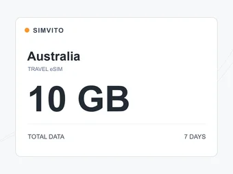 オーストラリアのデジタルeSIMプラン：合計10 GB、7日