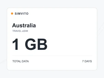 オーストラリアのデジタルeSIMプラン：合計1 GB、7日