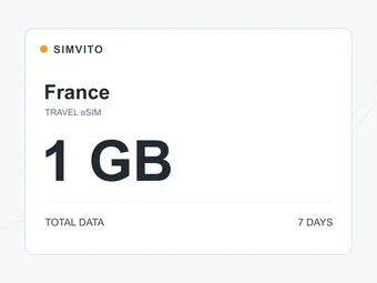 フランスのデジタルeSIMプラン：合計1 GB、7日