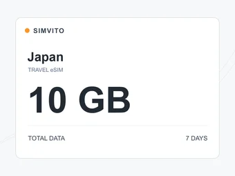 日本のデジタルeSIMプラン：合計10 GB、7日