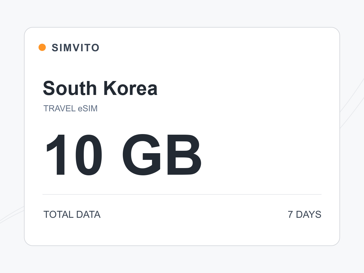 South Korea digital eSIM plan: 10 GB total, 7 days