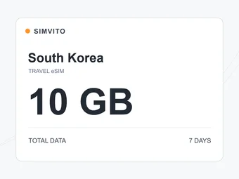 韓国のデジタルeSIMプラン：合計10 GB、7日