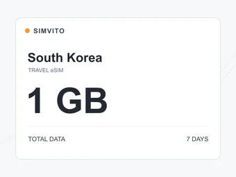 韓国のデジタルeSIMプラン：合計1 GB、7日