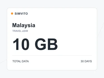 マレーシアのデジタルeSIMプラン：合計10 GB、30日