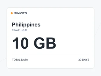 フィリピンのデジタルeSIMプラン：合計10 GB、30日
