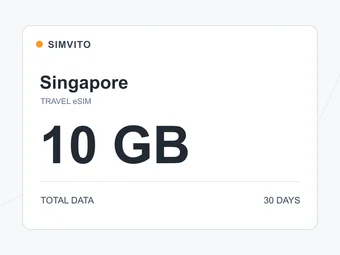 シンガポールのデジタルeSIMプラン：合計10 GB、30日