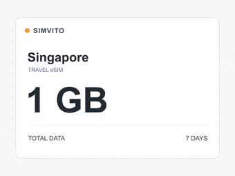 シンガポールのデジタルeSIMプラン：合計1 GB、7日