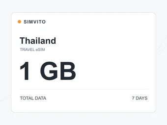 タイのデジタルeSIMプラン：合計1 GB、7日