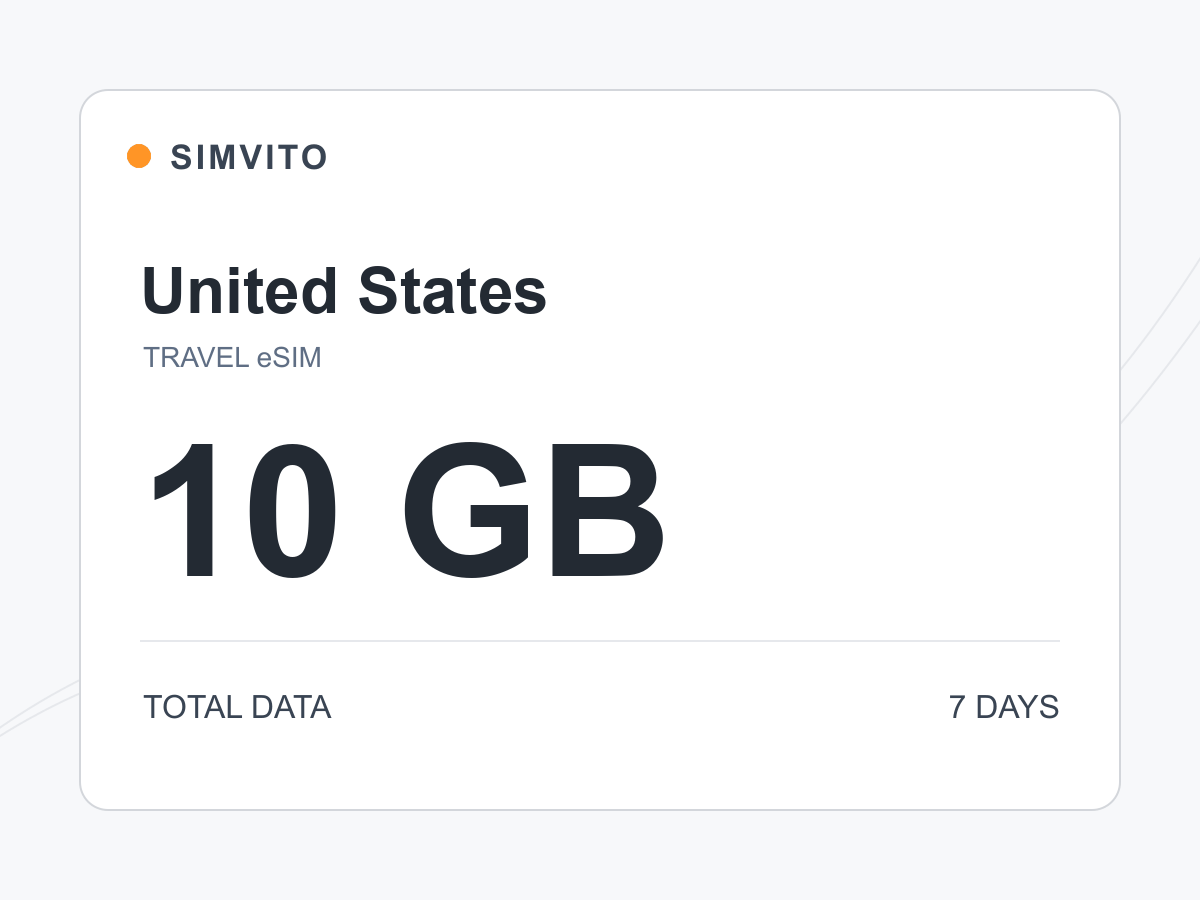 United States digital eSIM plan: 10 GB total, 7 days