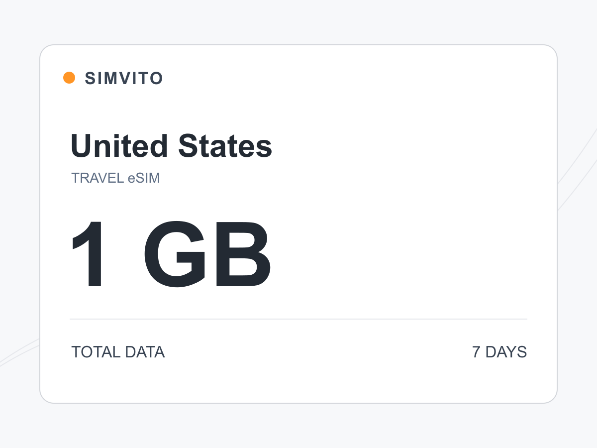United States digital eSIM plan: 1 GB total, 7 days