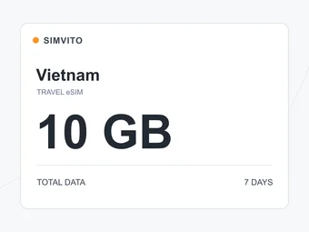 ベトナムのデジタルeSIMプラン：合計10 GB、7日